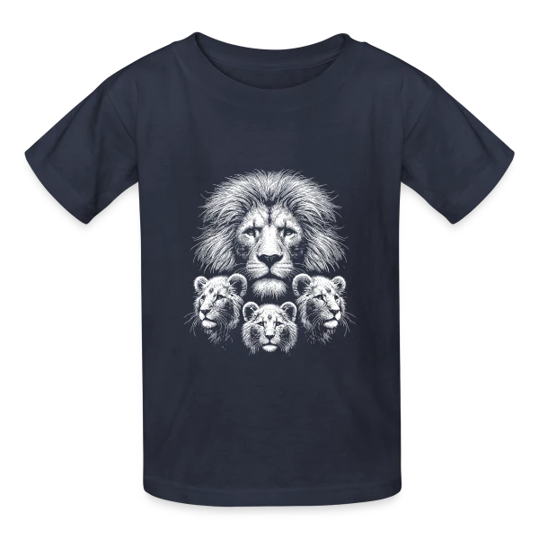 Tête de Lion Majestueuse sur T-shirts Russell Enfant