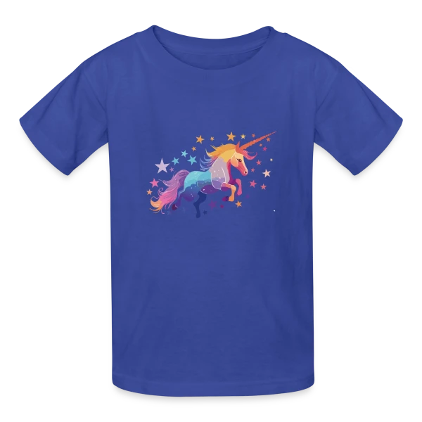 Licorne Magique Étoiles sur T-shirts Russell Enfant