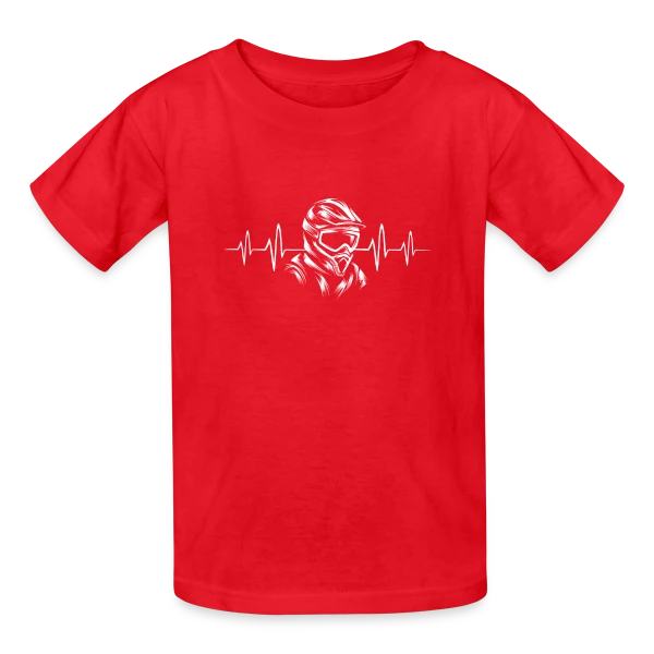 Casque Motocross & Battement de Cœur – Symbole Moto X sur T-shirts Russell Enfant