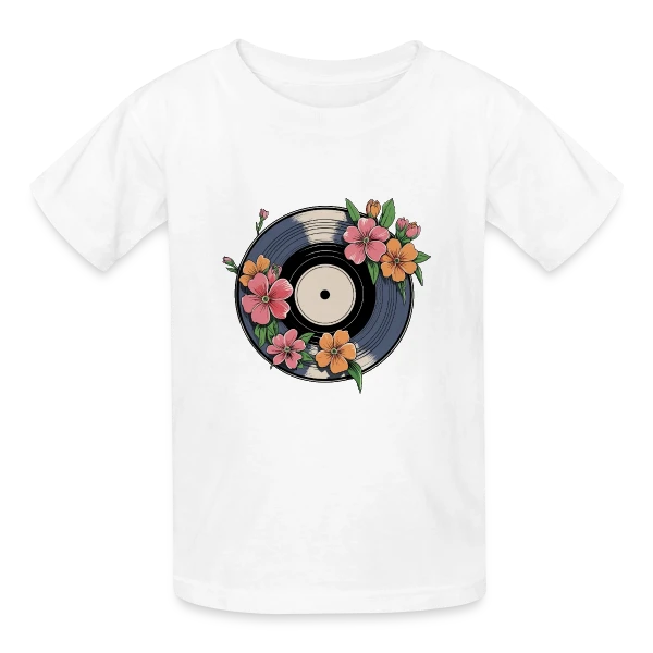Vinyle Fleuri Rétro Artistique sur T-shirts Russell Enfant