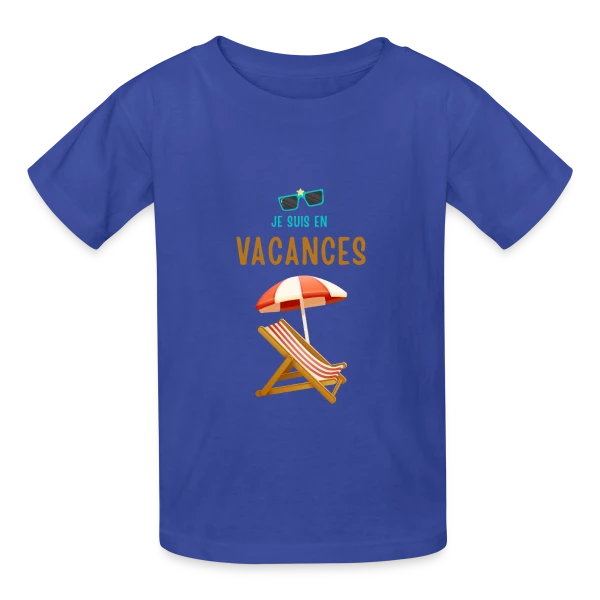 Je Suis En Vacances Plage sur T-shirts Russell Enfant