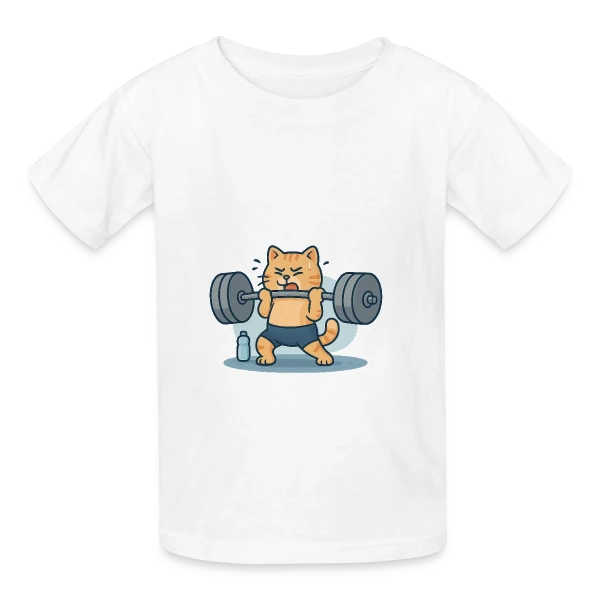 Je Peux Pas, J'ai Muscu ! Chat Bodybuilder Humour sur T-shirts Russell Enfant
