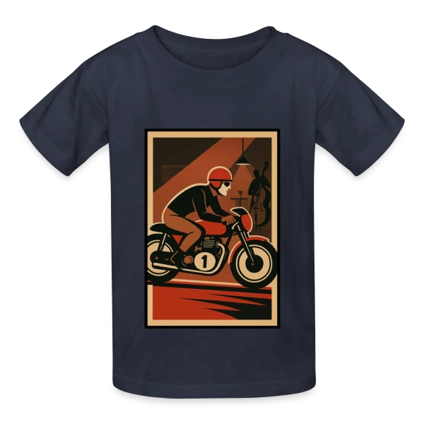 Pilote Moto Rétro Jazz sur T-shirts Russell Enfant