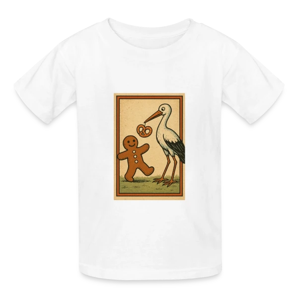 Cigogne et Mannele Alsacien sur T-shirts Russell Enfant