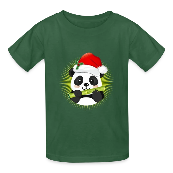 Panda Festif de Noël sur T-shirts Russell Enfant