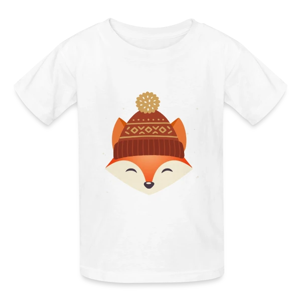 Renard Urbain au Bonnet Stylé sur T-shirts Russell Enfant