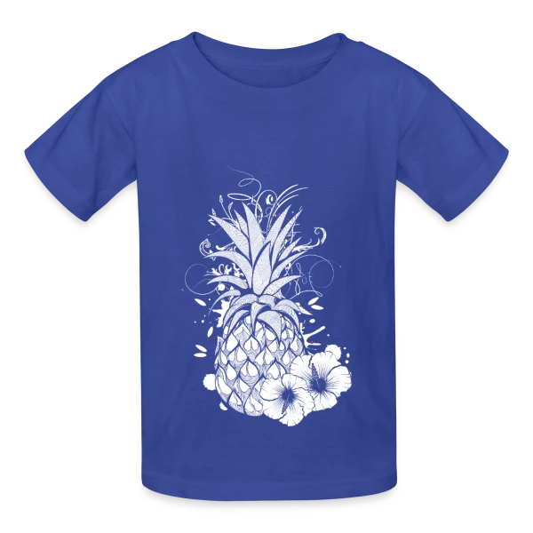 Ananas Tropical Blanc Stylisé sur T-shirts Russell Enfant