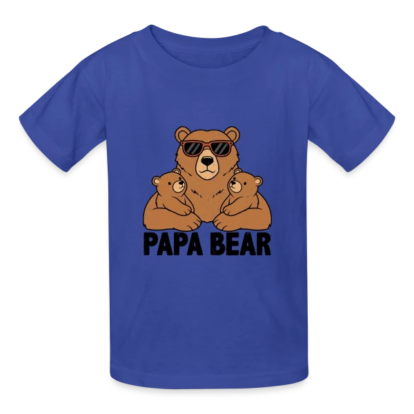 'Papa Bear' - Force et Tendresse Familiale sur T-shirts Russell Enfant