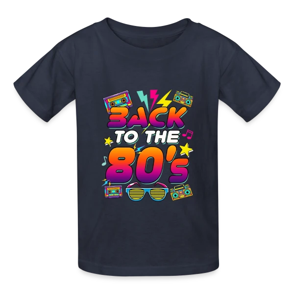 Retour aux Années 80 Flashy sur T-shirts Russell Enfant