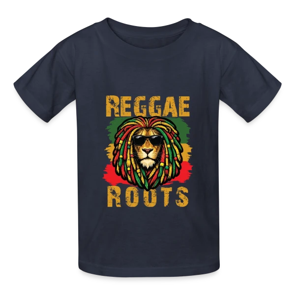 Lion Reggae Roots sur T-shirts Russell Enfant
