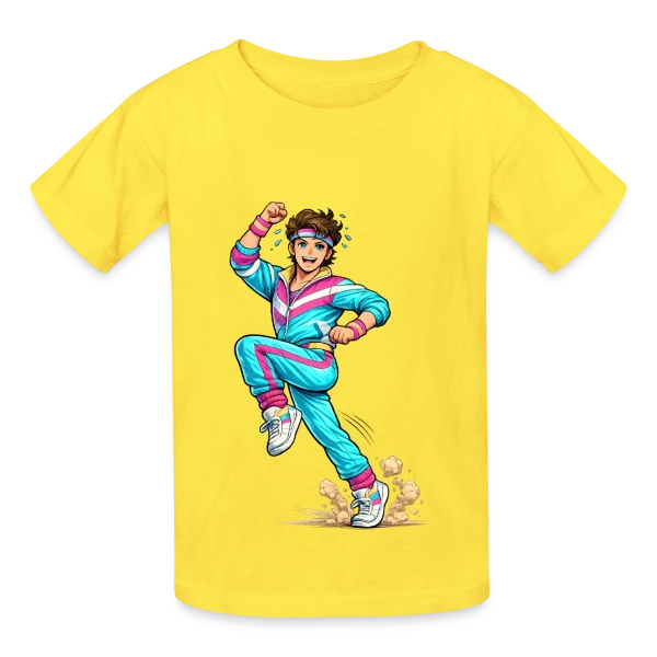 L'Homme Aérobic Déchaîné sur T-shirts Russell Enfant