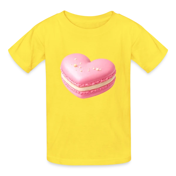 Macaron Cœur - Déclaration Gourmande sur T-shirts Russell Enfant