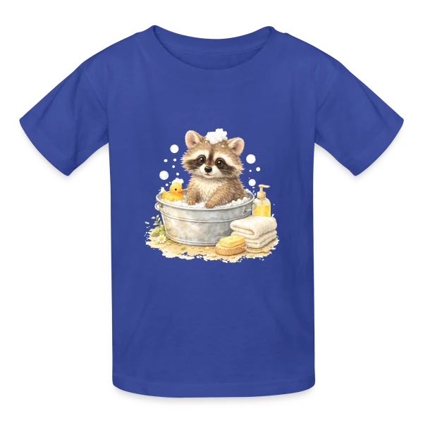 Bébé Raton Laveur dans le Bain sur T-shirts Russell Enfant
