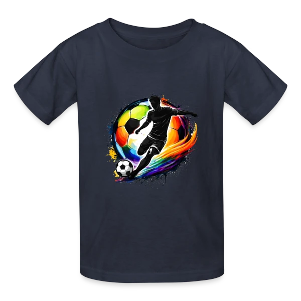 Ballon de Football Design 5 sur T-shirts Russell Enfant