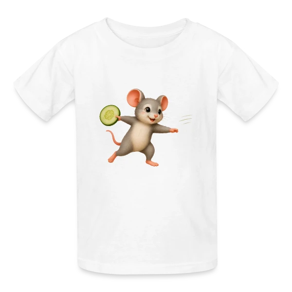La Souris Frisbee et la Tranche de Concombre sur T-shirts Russell Enfant