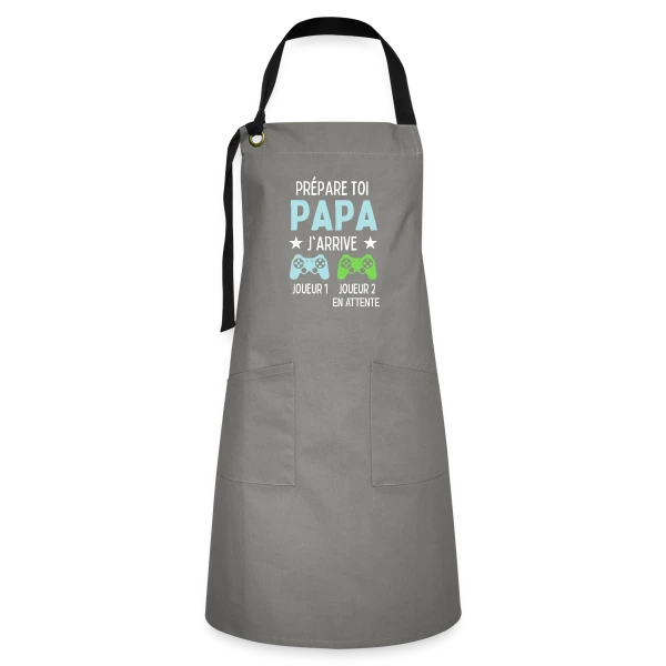 Futur Papa Gamer - Annonce Grossesse Humour sur Tablier contrasté