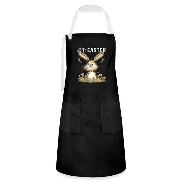 Joyeuses Pâques Lapin Fleuri sur Tablier contrasté