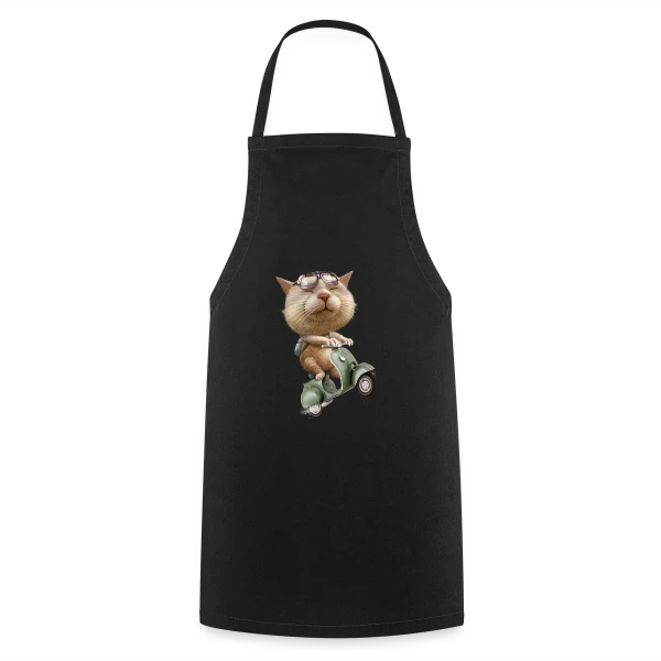 Chat en Cavale sur Tablier de cuisine
