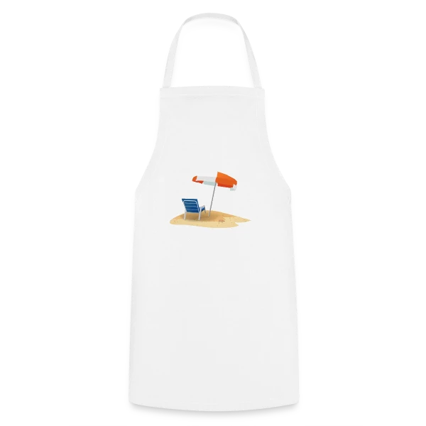 Parasol et Transat Plage sur Tablier de cuisine