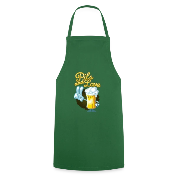 Pils & Love : La Bière et l'Amour en Version Cartoon sur Tablier de cuisine