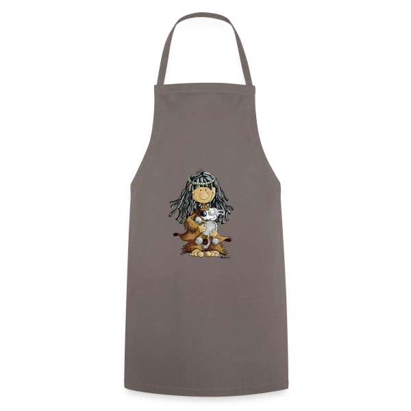 Petite Indienne et son Loup Ami sur Tablier de cuisine