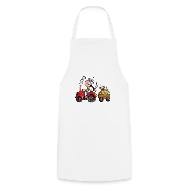 La Vache au Volant, le Cochon à Bord - T-shirt Agricole Fun sur Tablier de cuisine