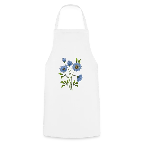 Éclat Floral Bleu sur Tablier de cuisine