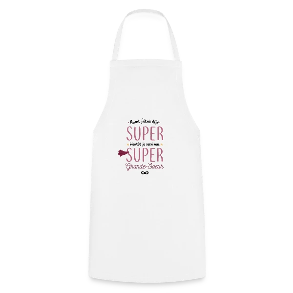 Bientôt Grande Sœur Super Héros sur Tablier de cuisine