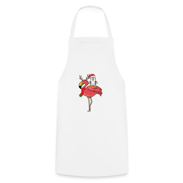 Flamant Rose Noël Renne sur Tablier de cuisine