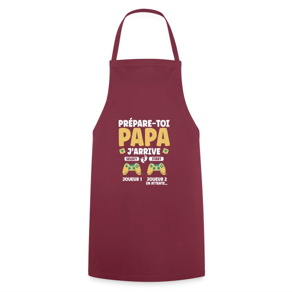 Prépare-toi Papa J'arrive : T-shirt Annonce Grossesse Gamer sur Tablier de cuisine