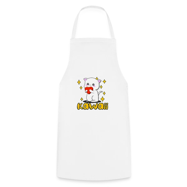 Chat Kawaii Cœur Scintillant sur Tablier de cuisine