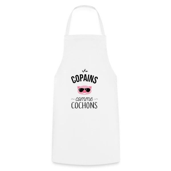 Copains comme Cochons - Duo d'Amis sur Tablier de cuisine