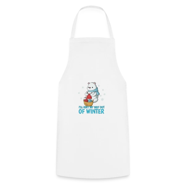 Ours Polaire Tricote l'Hiver sur Tablier de cuisine