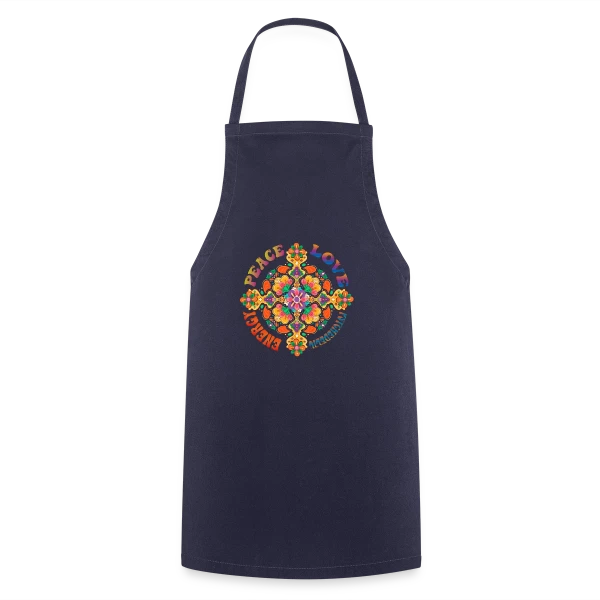 Mandala Psychédélique Peace Love sur Tablier de cuisine