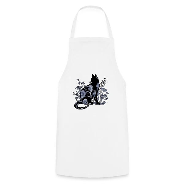 Chat Fleuri Élégant sur Tablier de cuisine