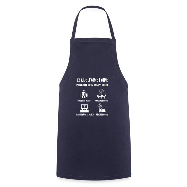 Temps Libre = Muscu ! Humour Musculation Homme sur Tablier de cuisine