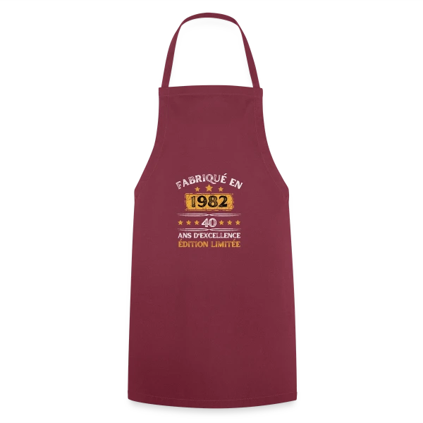 40 Ans Anniversaire : Fabriqué en 1982 Édition Vintage sur Tablier de cuisine