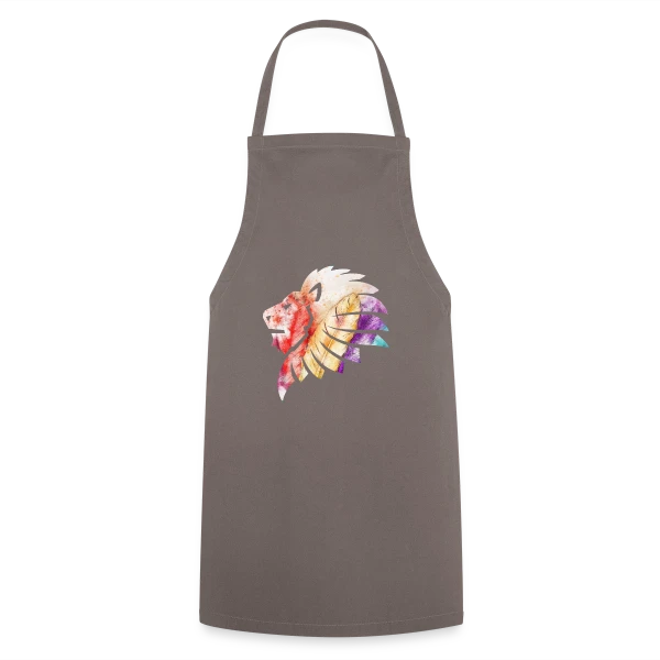 Lion Plumes Aquarelle sur Tablier de cuisine