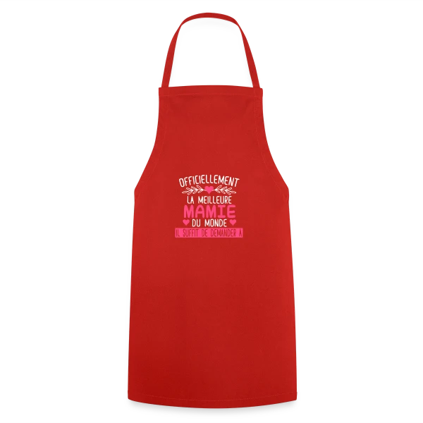 Officiellement Meilleure Mamie du Monde : T-shirt Cadeau Personnalisé sur Tablier de cuisine