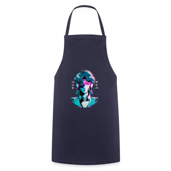 Cyberpunk Anime Girl : Esthétique Glitch Années 80 sur Tablier de cuisine