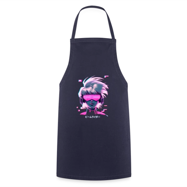 Synthwave Anime Girl : Cyberpunk Néon Rétro sur Tablier de cuisine