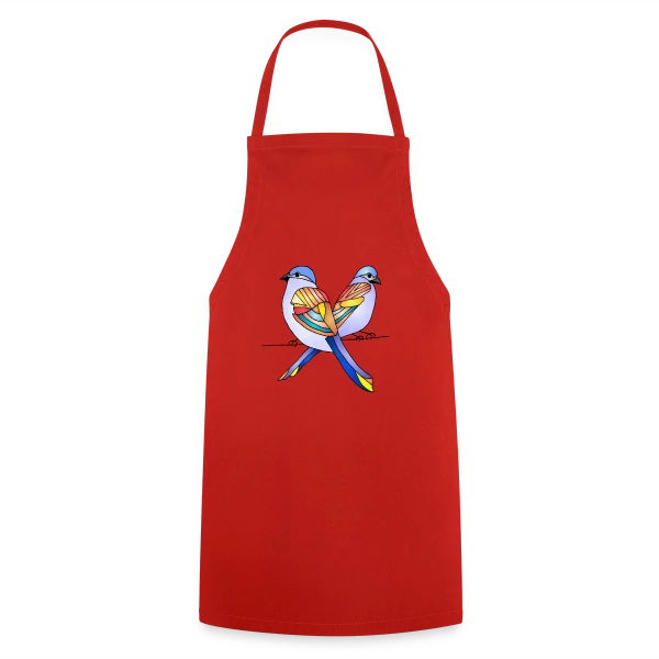Duo Oiseaux Colorés sur Tablier de cuisine