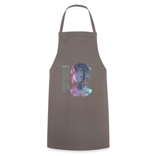 Tsundere Cyborg Neon Glitch Anime sur Tablier de cuisine