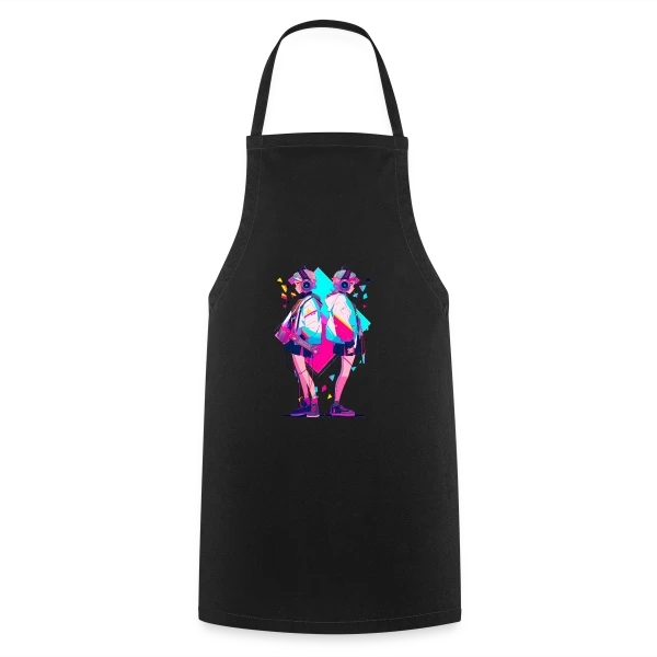 Jumelles Anime Rétro Neon 80s/90s Musique sur Tablier de cuisine