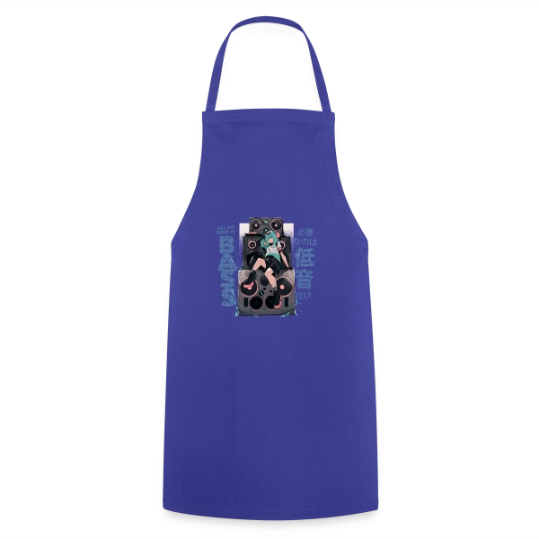 Fille Anime et Tour de Haut-parleurs - All We Need is Bass sur Tablier de cuisine