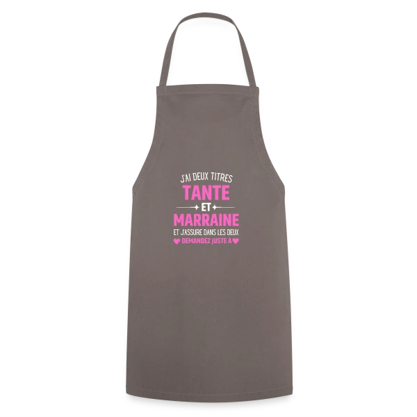 Tante et Marraine : Le T-shirt Humour Personnalisé avec les Prénoms des Enfants sur Tablier de cuisine