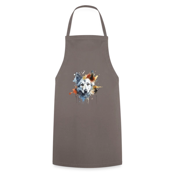 Loup Aquarelle Stylisé sur Tablier de cuisine