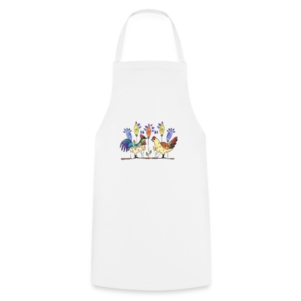 Duo Fermier Coq & Poule sur Tablier de cuisine