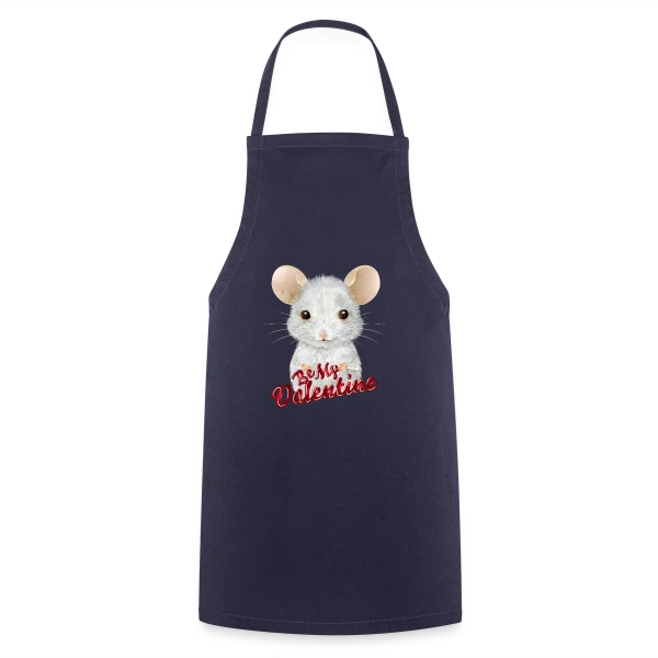 Adorable Souris Blanche de la Saint-Valentin sur Tablier de cuisine