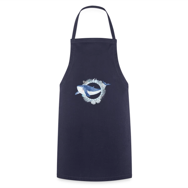 Baleine Bleue et Récif Corallien - Style Aquarelle sur Tablier de cuisine